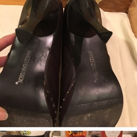 Lk NEW Harley-Davidson Logo Brown High Heel Boots - Picture 3 of 4